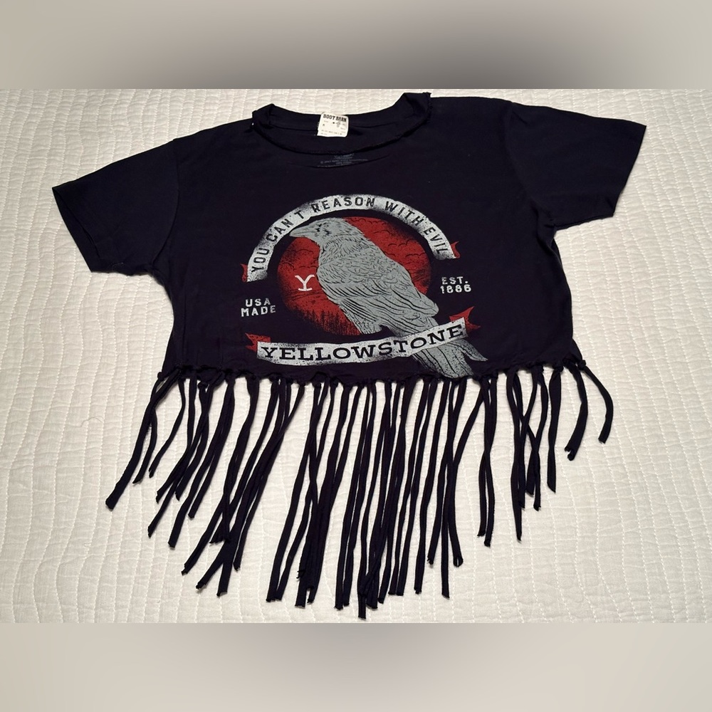 BNWT- Yellowstone- You can’t reason with evil fringe crop top!